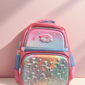 3D Unicorn Girls’ School Bag – 16” | Pink & Blue | Magical, Roomy & School-Ready