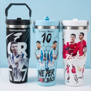 Football Player Tumbler – Ronaldo & Messi | Leak-Proof | 750ml