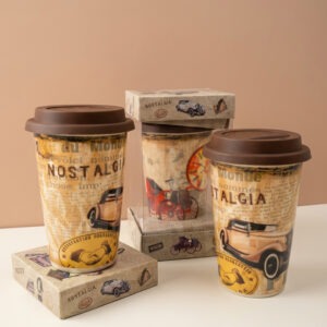 Ceramic Coffee Cup with Silicone Lid